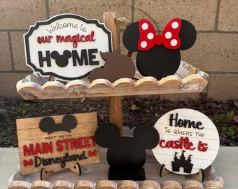 Disney Tier Tray Decor | Magical Home Coffee Bar | Mickey & Minnie Mouse Kitchen Signs | Magical Home Decor | Main Street Coffee Bar