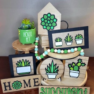 Handmade Succulent Tiered Tray Signs: Summer Home Decor