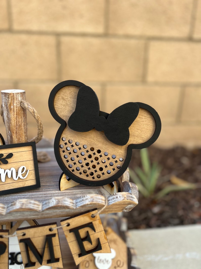 Disney Home Tiered TrayMickey Mouse DecorCane Sign Mouse EarsWelcome HomeThis House Runs on DisneyTiered Tray SignsFarmhouse Decor image 10