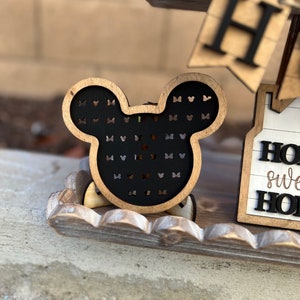 Disney Home Tiered TrayMickey Mouse DecorCane Sign Mouse EarsWelcome HomeThis House Runs on DisneyTiered Tray SignsFarmhouse Decor image 9