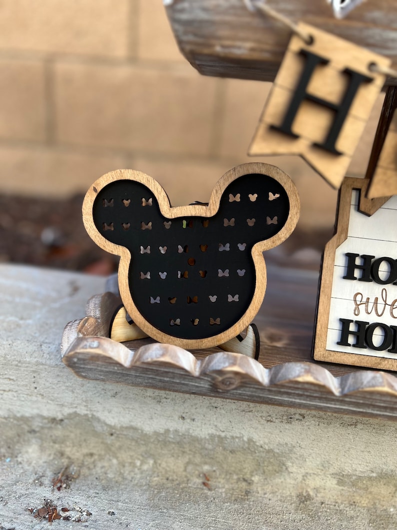 Disney Home Tiered TrayMickey Mouse DecorCane Sign Mouse EarsWelcome HomeThis House Runs on DisneyTiered Tray SignsFarmhouse Decor image 9