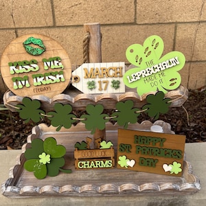 Handmade St. Patrick&#39;s Day Tiered Tray Decor: Irish Wood Signs