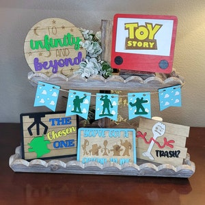 Toy Story Tiered Tray Sign | To Infinity and Beyond Decor | Disney Party Decor | Baby Shower or Kids Room Sign | Buzz Lightyear Theme