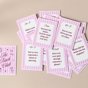 Sip and Spill bachelorette card game in pink aesthetic designed for girls trip game night and bach weekend icebreaker activities. Physical card game with fun drinking game prompts for bachelorette party, bridal celebration, and group party entertainment.