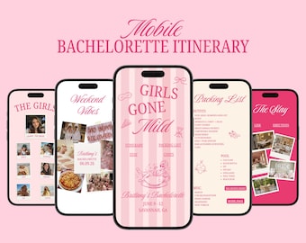 Girls Gone Mild Bachelorette Itinerary Editable Bach Website Sleepover Bach Itinerary Pink Bachelorette Invitation Canva Template Bridal