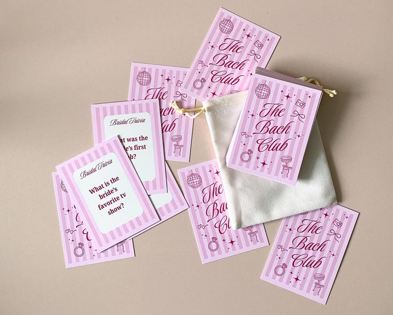 Bachelorette party card game with pink themed Sip and Spill design styled for a fun girls night game and bach party. Interactive physical drinking game for beach bachelorette weekends, bride celebrations, and bachelorette game night activities.