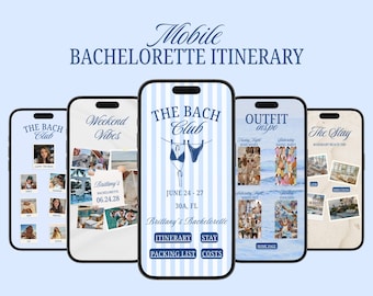 Coastal Bachelorette Mobile Itinerary Template Editable Canva Bach Weekend Itinerary Beach Bach Club Bachelorette Website Trip Schedule
