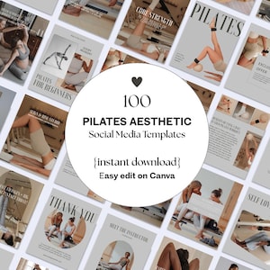 100 Pilates Social Media Templates for Canva | Pilates Instructors and Studios | Pilates Branding Kit | Pilates Social Media Bundle