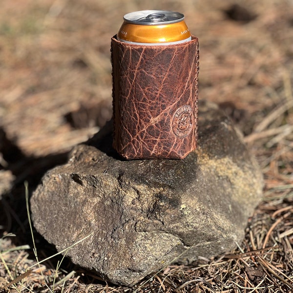 Full-Grain Bison Leather Coozie