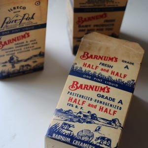 Set of 3 Vintage Barnum's Half and Half Boxes - 1950s Wax Paper Boxes