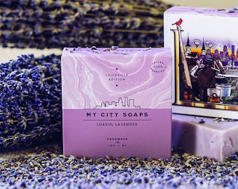 Jabón artesanal de lavanda, jabón con aceite esencial de lavanda natural, jabón elaborado mediante proceso en frío, regalo de Louisville, Kentucky.