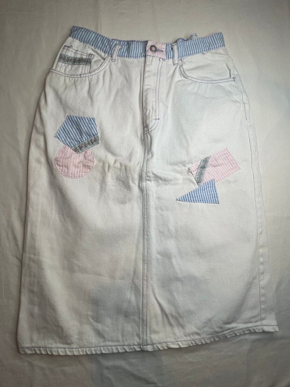 Vintage Gitano Jean Skirt Womens Size 16 White Mul