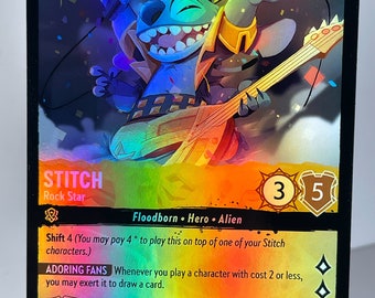 Stitch Rock Star Lorcana Proxy/orica, Common/holo - Etsy