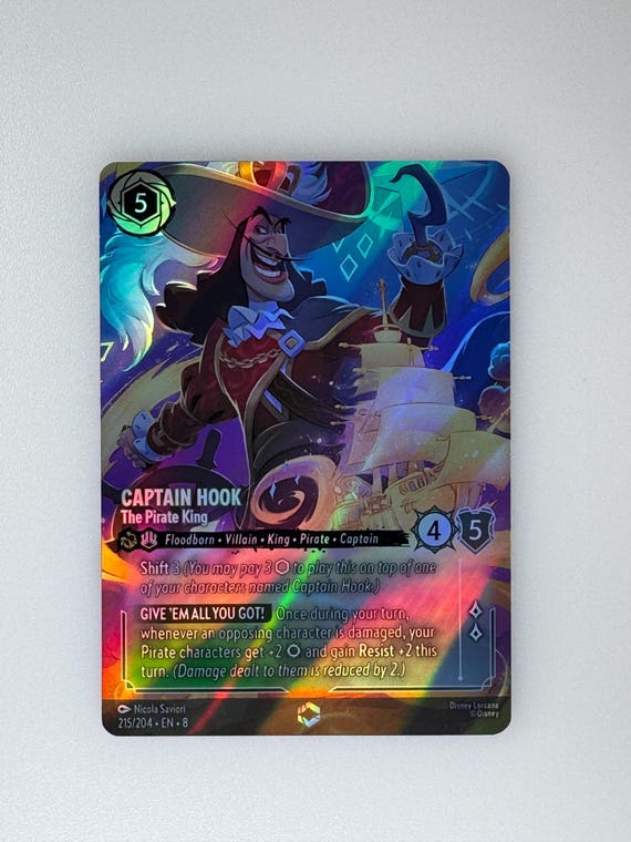 captain hook lorcana card Disney Lorcana TCG Captain Hook First Chapter EN1 Rare Foil #107 GRADED PSA 9