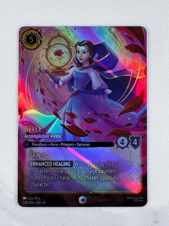 disney lorcana belle card Hand painted by original Lorcana Legendary Number Disney Lorcana Trading Card Game