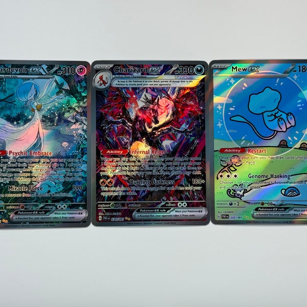 Shiny Charizard EX, Gardevoir EX, Mew EX Paldean fates Proxy/Orica, Holo