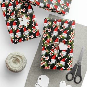 Hawaiian Christmas Wrapping Paper: Santa Hat Flowers, USA Made