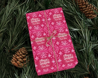 Custom Pink Christmas Wrapping Paper: Fine Art Gifting Paper