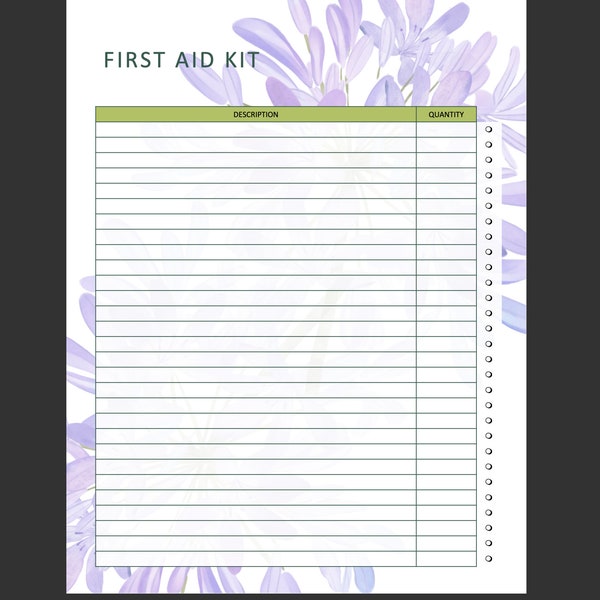 Printable First Aid Kit List