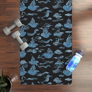 ocean themed yoga mat,  black Rubber Yoga Mat, custom yoga mat