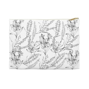 black and white flower themed Accessory Pouch