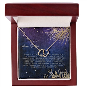 Collar de oro macizo en caja de regalo para hermana, regalo de collar con tarjeta de mensaje para hermana