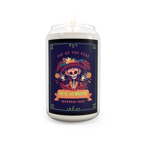 dia de los muertos, vela del día de muertos, 13.75oz