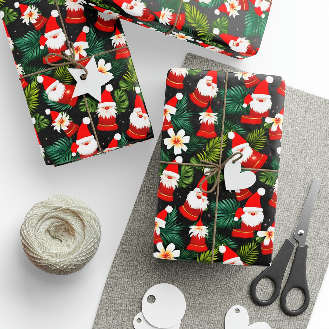 Christmas Gift Wrap Hawaiian Christmas Wrapping Paper Gift Etsy