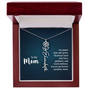 Personalized Flower Name Necklace For Mom With Thoughtful Message, Gift For Mom