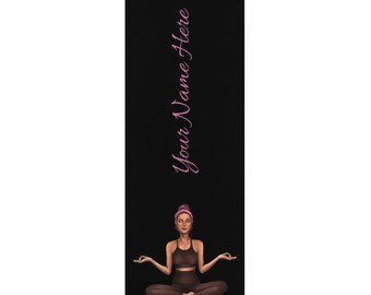 Personalized Yoga Mat: Black Rubber, Custom Name