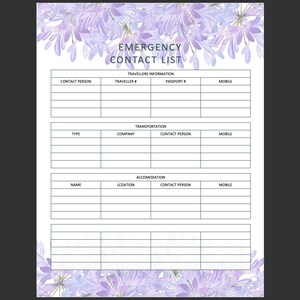 Printable Emergency Contact list