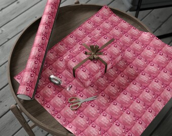 Custom Pink Christmas Wrapping Paper: Fine Art Gifting Paper