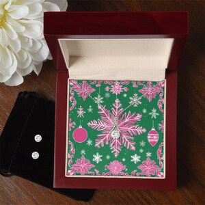 Conjunto de presente de Natal, colar e brinco, caixa de joias de madeira, presente para mulheres, presente para filha, presente para esposa, presente para avó