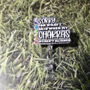Resin abzeichenrollen I Personalisierte Geschenke I Tut mir leid Chakras abzeichenrolle I Badge Reel I Personalisiert I ID-Abzeichen I Glitzer I Studenten I Geschenke