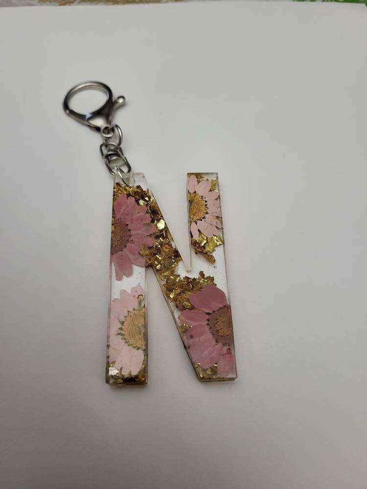 Howah Flower Letter A - Z Initial Letter Resin Keychain Accessories Cute Premium Bag Charm