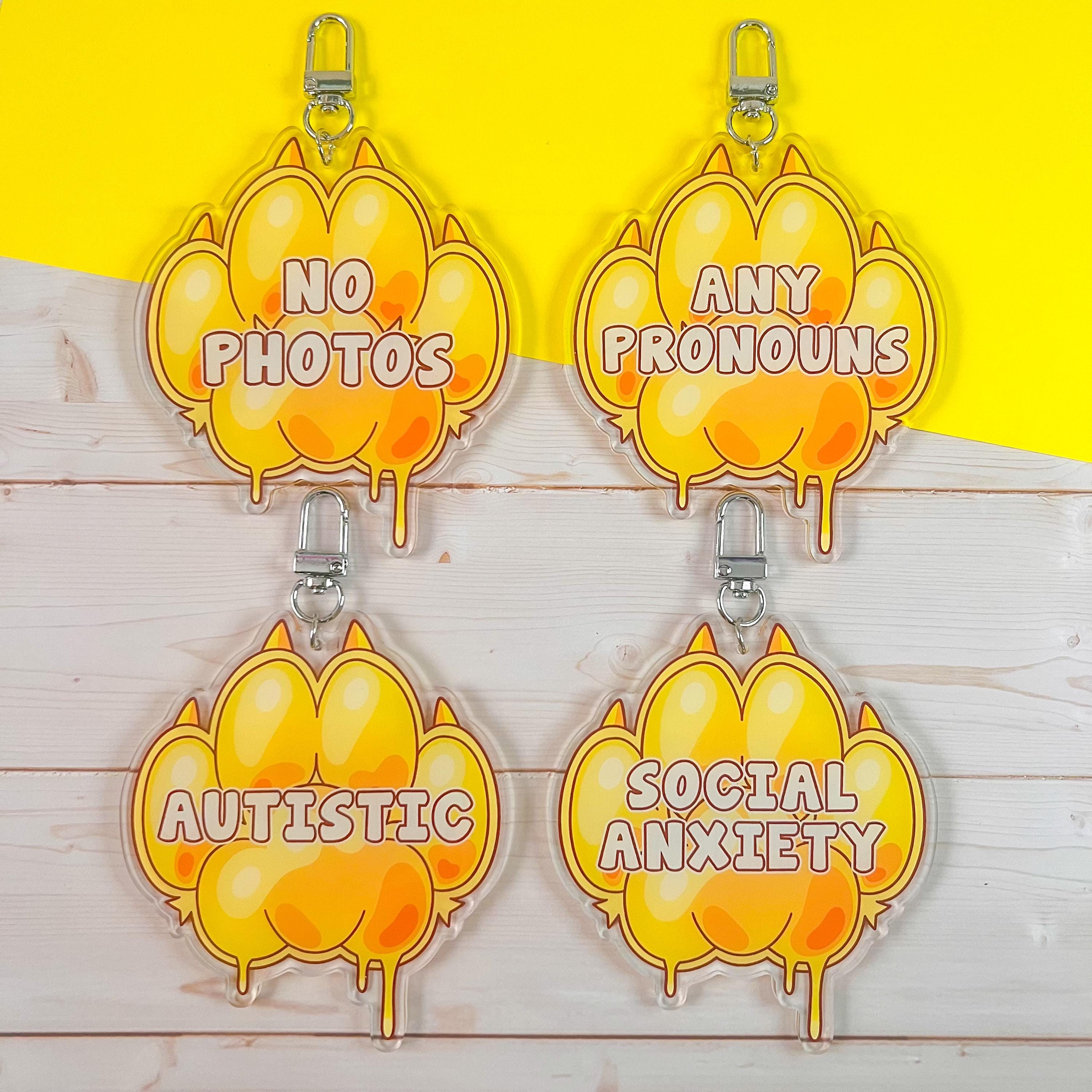 Mood Paw Keychains | Acrylic Consent/disability/social ID Badges ...