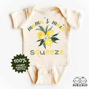 Mama&#39;s Main Squeeze Baby Bodysuit - Lemon Design - Cute Infant Outfit - Trendy Newborn Onesie - Baby Gift  - Adorable Baby Clothes