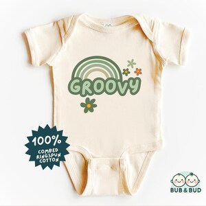 Groovy Baby Bodysuit - Retro 70s-Inspired Infant Outfit - Cute and Trendy Newborn Onesie - Baby Gift -  Vintage Baby Clothes