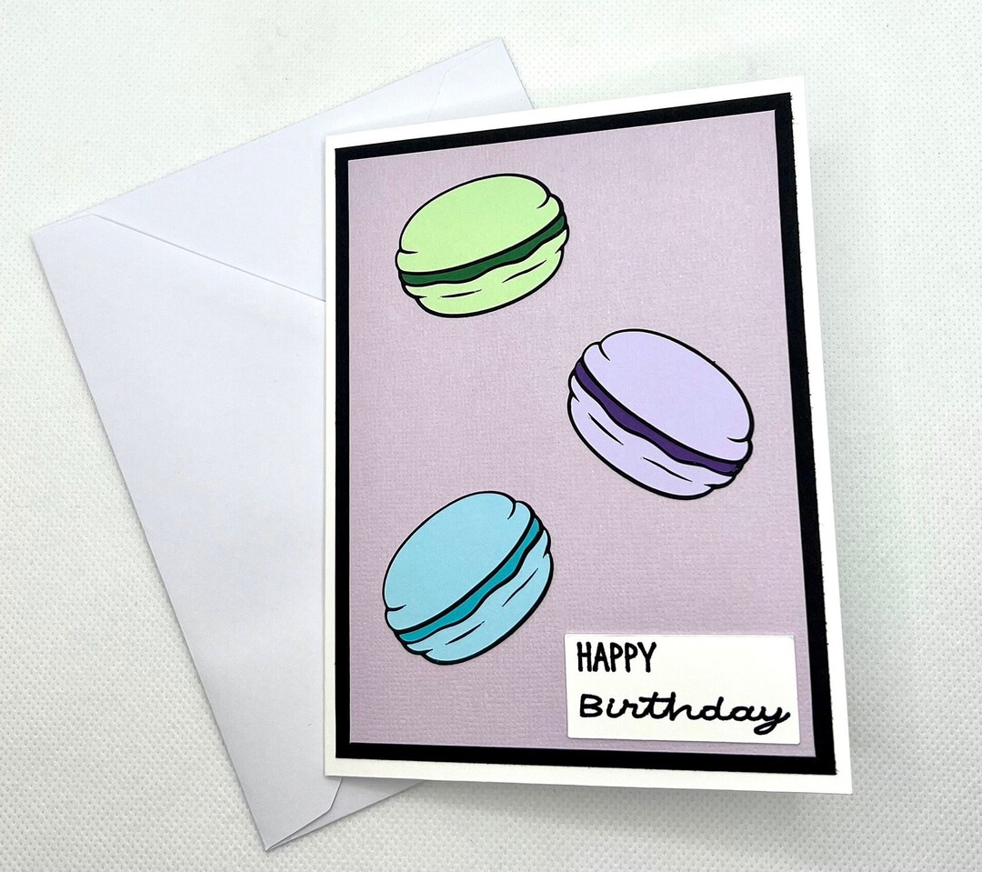 Macaron Birthday Card Cute Handmade Blank A2 Greeting Card - Etsy