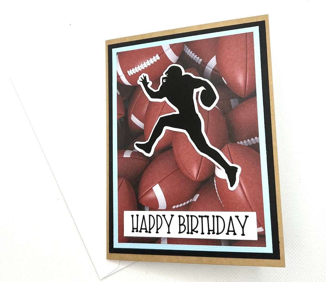 Football Player Birthday Card Cool Handmade Blank A2 Greeting Etsy