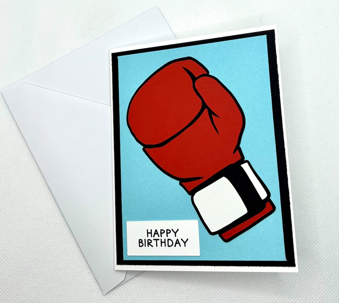 Boxing Glove Birthday Card Cool Handmade Blank A2 Greeting Etsy