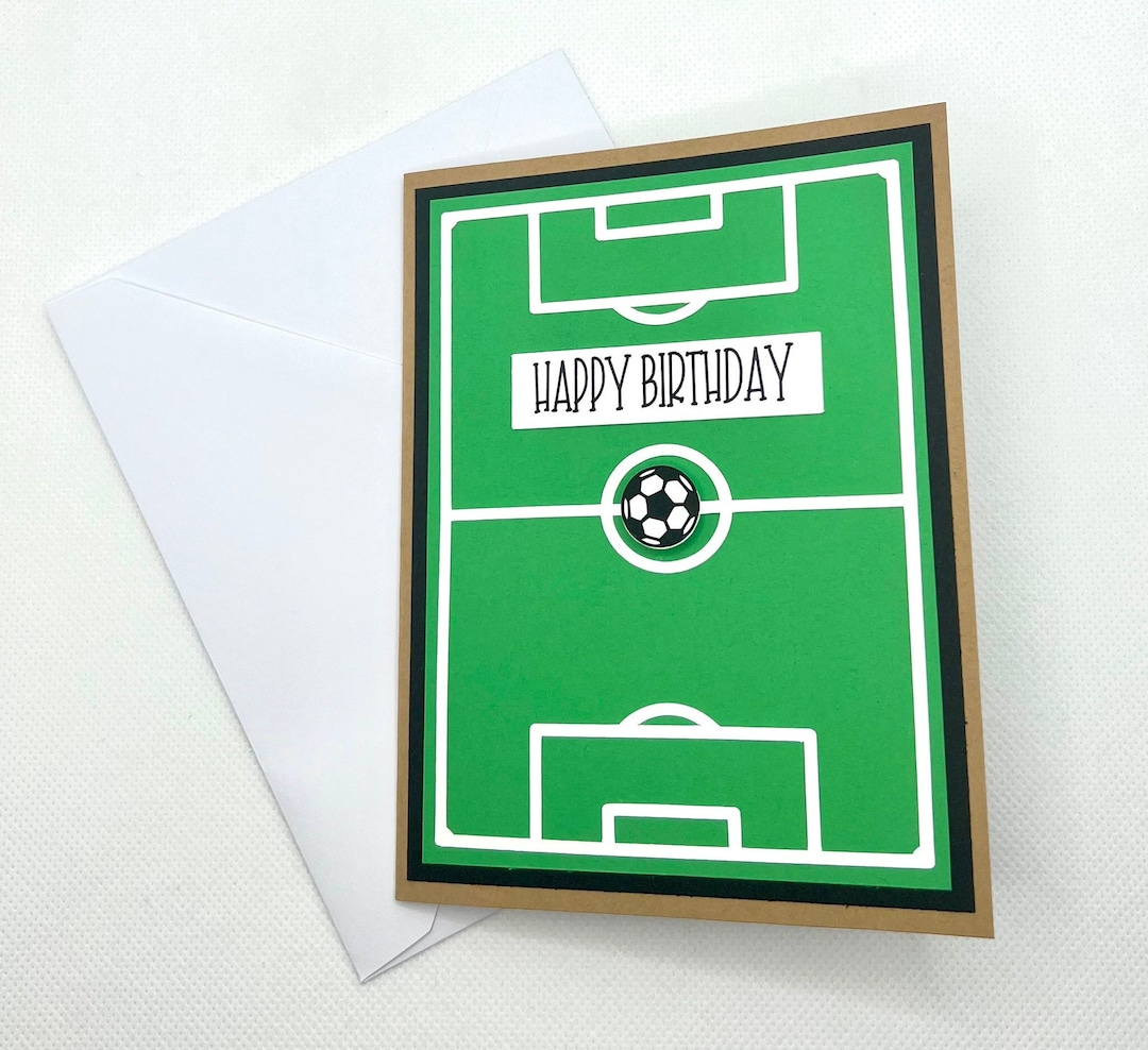 Soccer Field Birthday Card Cool Handmade Blank A2 Greeting Etsy