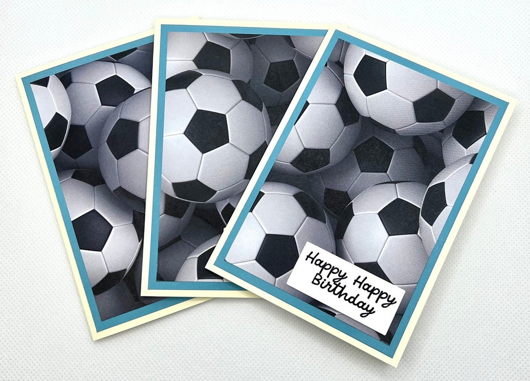 Soccer Ball Birthday Cards, Cute Handmade Set of 3 Blank A1 Greeting ...