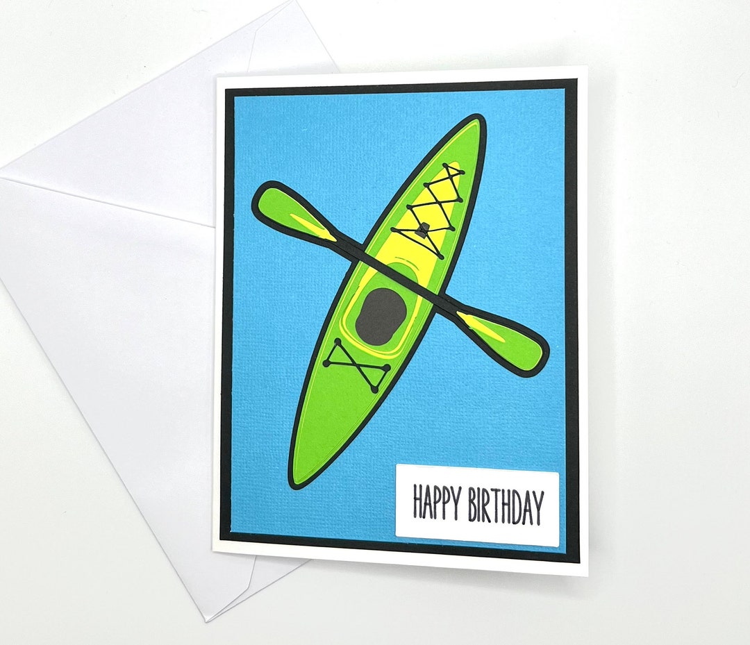 Kayaking Card Kayaking Birthday Card, Cool Handmade Blank A2 Greeting Card, Unique ...