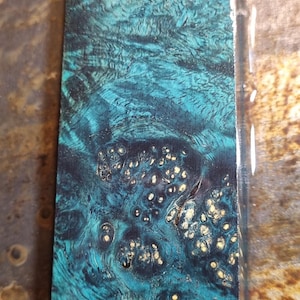Blue Amboyna Burl Stabilized Wood Knife Handle Blank