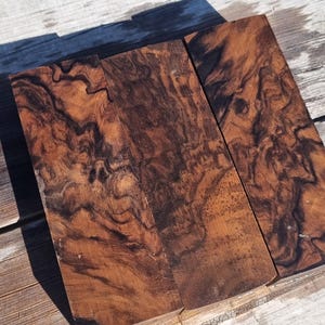 Walnut Burl Wood Lot: Knife Handle Scales, Unstabilized (3 pcs, 15x5x3cm min.)