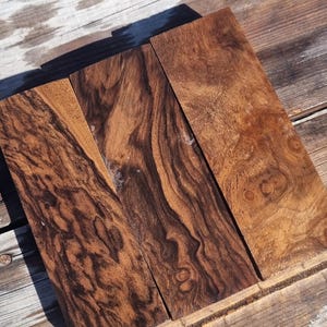 Walnut Burl Wood Lot (3 pcs): Knife Handle Scales, Unstabilized