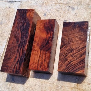 Walnut Burl Wood Knife Handle Scales: Woodworking Blanks - 3 pcs