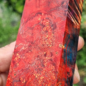 Dyed Maple Burl Block: Stabilized Wood for Knife Making