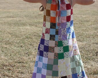 quilt top dress A Line long fully lined OOAK